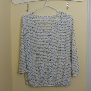 White Blouse with Black Design